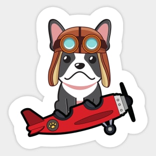 Cute french bulldog is in a vintage plane Sticker